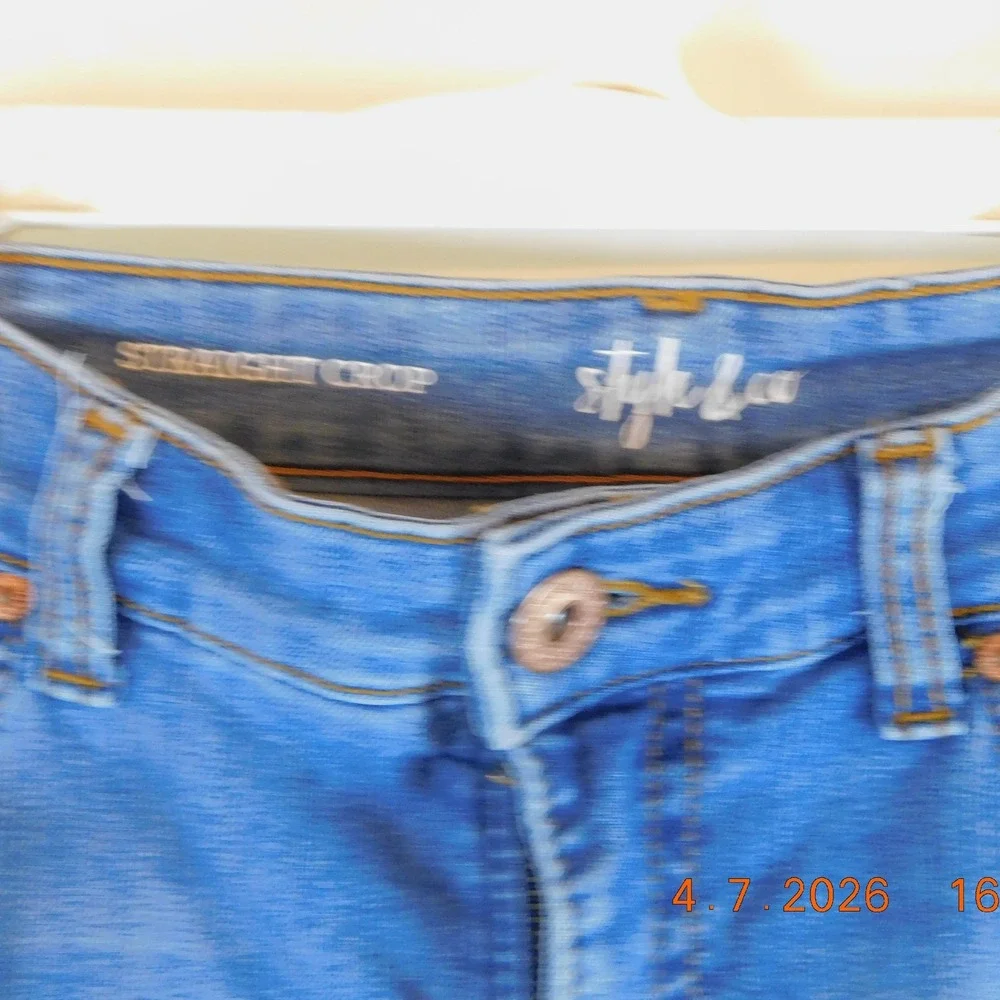 Style & Co Womens Straight‎ Crop Jeans Medium Wash Blue Denim Pants